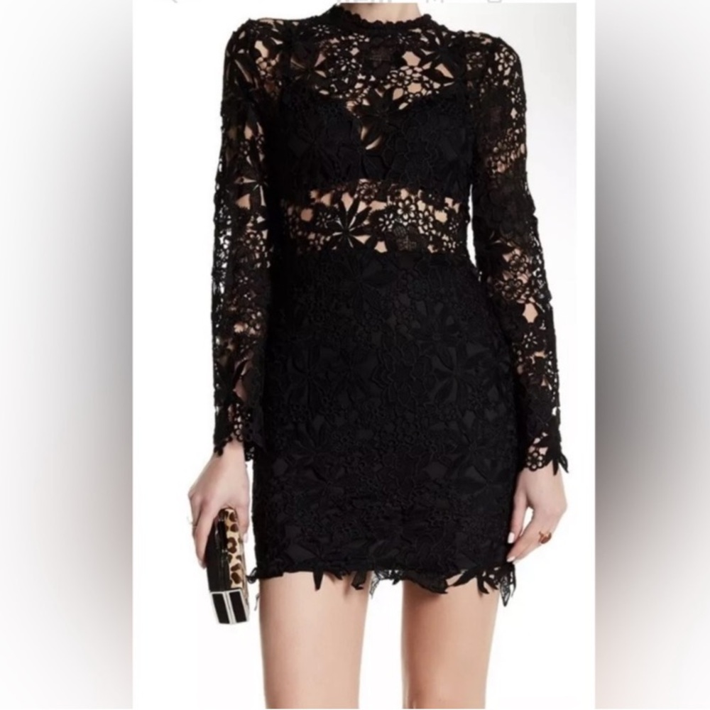 Reverse floral black dress NWOT